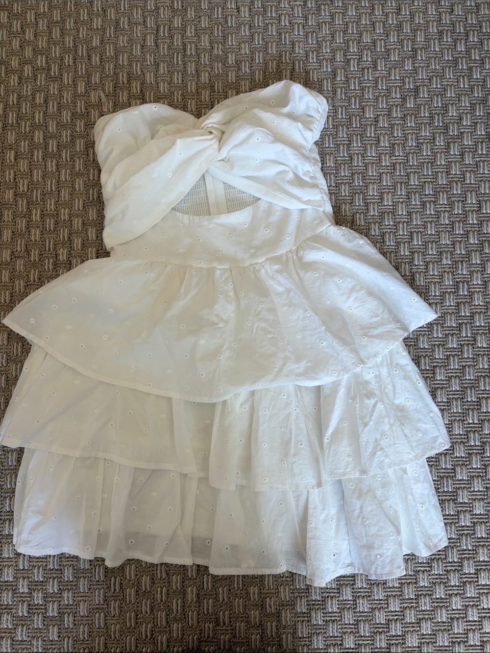 Altar'd State White Eyelet Tiered Strapless Dress